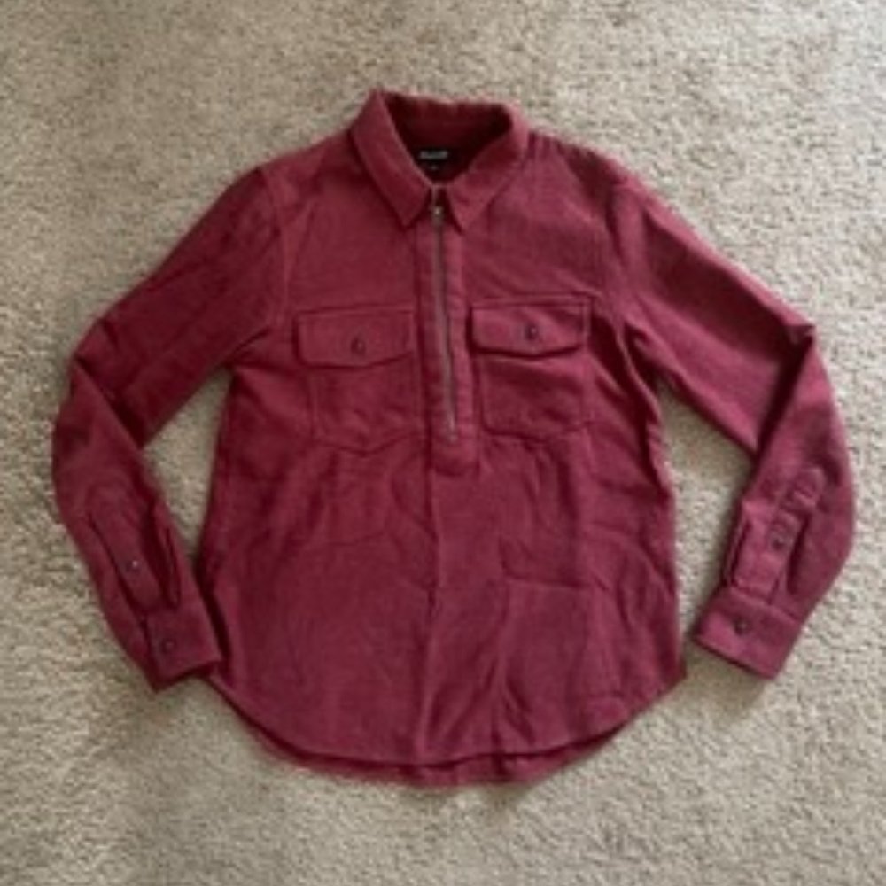 Madewell Flannel 1/2 Zip-Front Popover Shirt